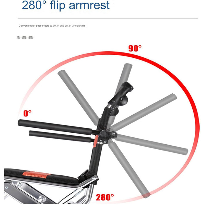 Універсальна надлегка транспортна інвалідна коляска - Розбірна портативна інвалідна коляска з ручним гальмом - Візки для літніх авіаперельотів, 001