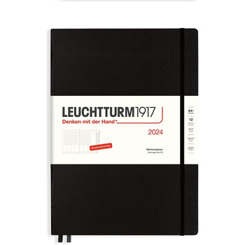 З додатковим буклетом для адрес та ювілеїв, чорний, німецький, 12 місяців Black Master (A4), 1917 367821 Weekly Planner Master (A4) 2024