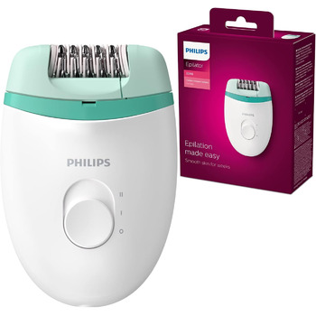 Компактний епілятор Philips Satinelle Essential BRE224/00 зі шнуром, білий / зелений