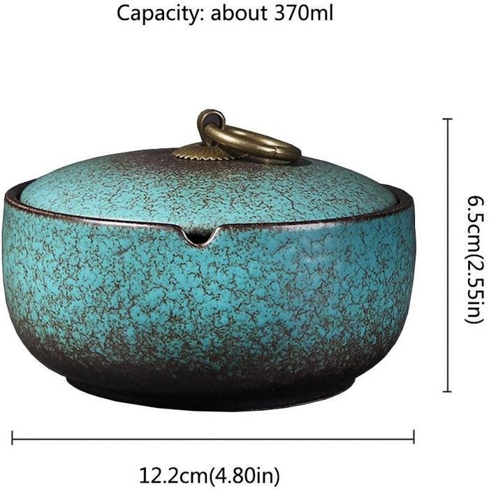 Попільничка керамічна попільничка для вулиці, автомобіля, будинку, офісу, прикраса робочого столу, ретро зелена попільничка, A без кришки, B з кришкою попільничка для вулиці(B)