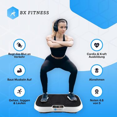 Вібраційна пластина 3D Fitness - Включає стрічки опору - Покращує силу та витривалість - Спортивна вібраційна пластина - Колір Білий - Бренд BX Fitness