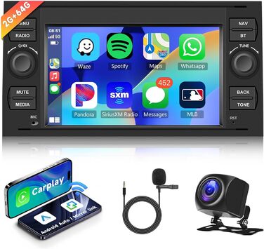 Автомобільна стереосистема Hodozzy 2G64G Android для Ford Transit/Fiesta/Focus/Galaxy/Mondeo/Fusion/Kuga/C-Max/S-Max/Connect, Carplay Android Car, 7-дюймова радіостанція з сенсорним екраном Bluetooth 2 Din Navi WiFi HiFi