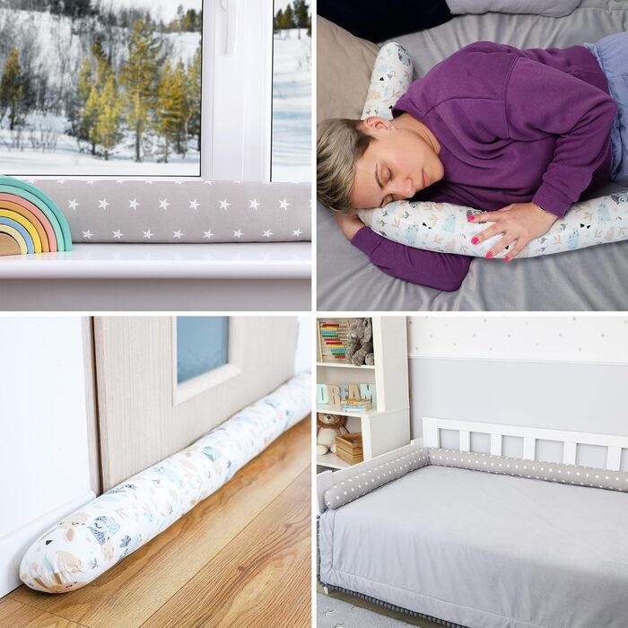 Ліжко Snake Bed Подушка Подушка для годування Ліжко Roll Bed Edge Protector Декоративна подушка Bed Border Snake XL Handmade White Dots on Grey 200 см