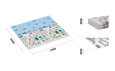 Дитячий килимок Двосторонній ігровий килимок Дитячий килимок Килимок для підлоги Килимок для повзання 180x200x1cm Два різні візерунки Підлога з пінопласту XPE Нековзний водонепроникний портативний Міський / повітряна куля, 10