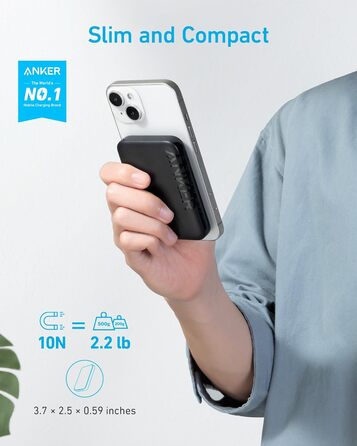 Магнітний акумулятор Anker 321 (PowerCore Magnetic 5K), магнітний бездротовий портативний зарядний пристрій на 5000 мАг, сумісний з iPhone 15/14/13/12/Pro/Plus/Pro Max Series. (Чорний)