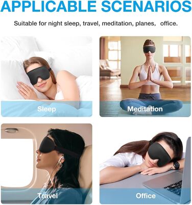 Для жінок і чоловіків, 2024 Upgrade 3D Sleep Mask for Side Sleepers, 100 Light Blocking Sleep Eye Mask, Regulable Elastic Strap for Travel, Yoga, Nap (Black)