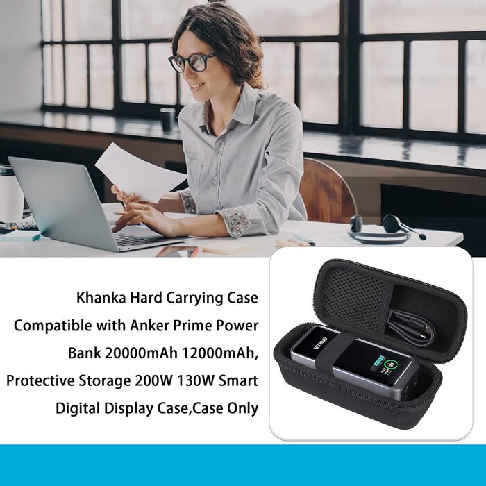 Твердий чохол для перенесення Khanka, сумісний з Anker Prime Power Bank 20000mAh 200W / 12000mAh 130W