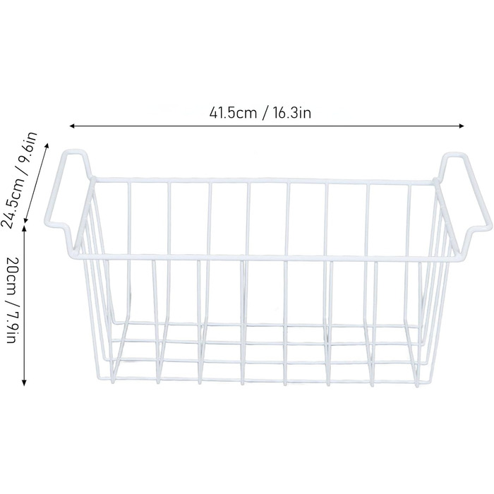 Дротяні кошики для зберігання в морозильній камері, металеві дротяні кошики з ручками, дротяні кошики для зберігання, органайзер для їжі, контейнери-органайзери для морозильної камери для дому (Д 41,5 см x Ш 24,5 см x В 20 см), 2