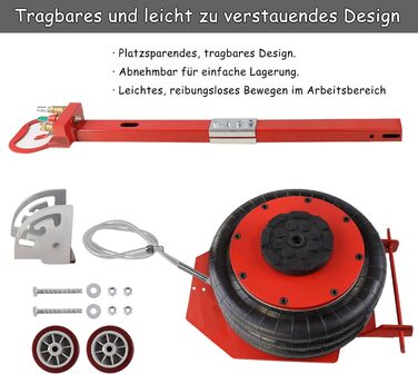 Маневровий домкрат Пневматичний домкрат 3T Надувний автомобільний домкрат з регульованою ручкою, домкрат для стисненого повітря для автомобіля