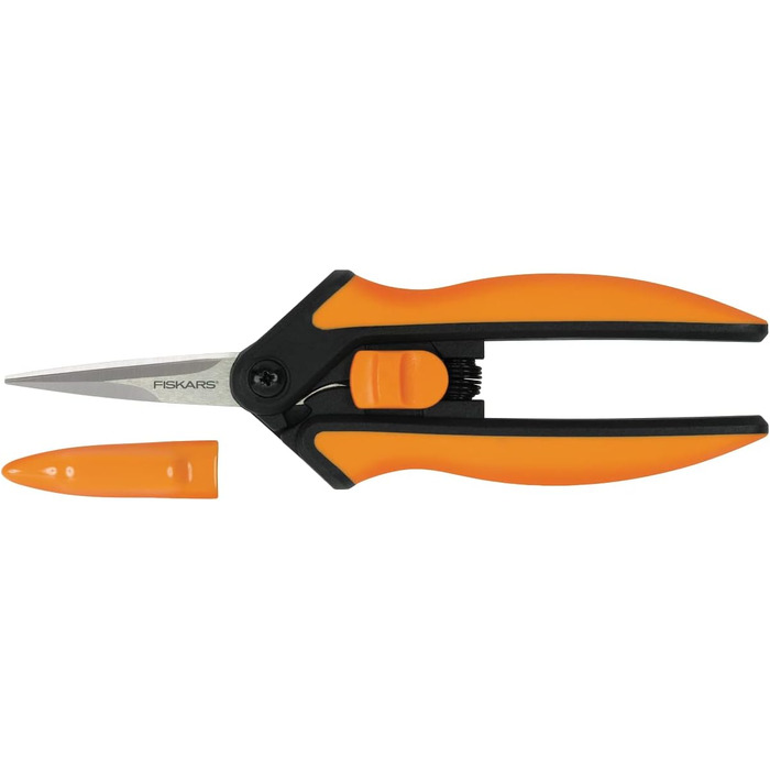 Садові ножиці Fiskars Microtip SP13, довжина 21,5 см, високоякісні сталеві леза/пластикова ручка, чорний/помаранчевий, суцільний, 1051600