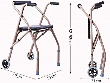 Ходунки, розбірний ролик з підлокітниками та сидіннями, регульований по висоті алюмінієвий сплав, дві людини для людей похилого віку та інвалідів, які спільно використовують допоміжні засоби для ходьби