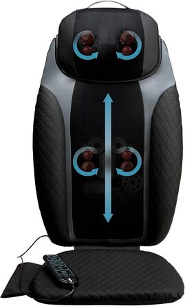 Масажна подушечка для сидіння Shiatsu 2-в-1 і знімна масажна подушка HoMedics - два масажних компонента для спини, шиї, плечей і стегон з функцією масажу і підігріву, що перемикається