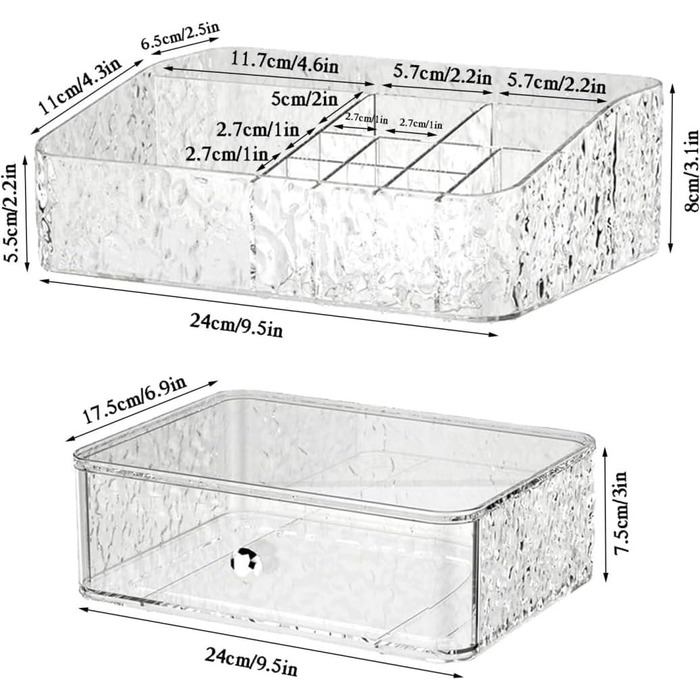 Штабельований органайзер для підносу для макіяжу, органайзер для косметичного засобу, коробка для зберігання косметики Косметичний засіб (розмір 2 рівня)