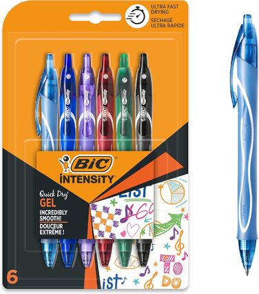 Швидковисихаюча гелева ручка Bic Gel-ocity, швидковисихаюча, 6 шт. , кольори в асортименті