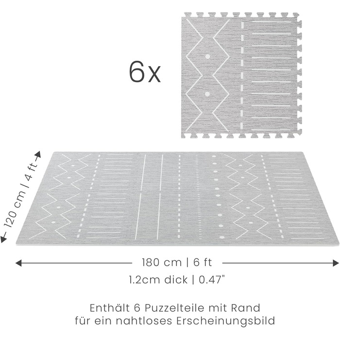 Повзучий килимок преміум-класу Toddlekind 180x120 см, не містить бісфенолу А, безпечний і здоров'я, протестований Екологічний килимок-пазл з переробленої піни EVA Високоякісний дитячий килимок (бежевий/кремовий (бербер - Soft Storm)