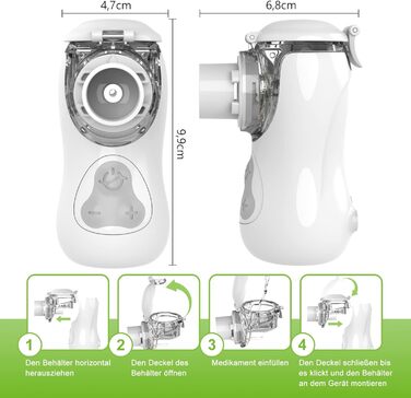 Інгалятор FEELLIFE для дітей та дорослих Тихий інгалятор для немовлят портативний, легкий та ефективний для респіраторних захворювань регульований туман, 2 мембрани небулайзера в комплекті (білі)