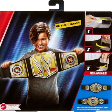 Пояс Mattel WWE Championship, рольова гра та костюм Беззаперечного чемпіонату WWE Universal Championship, приблизно 100 см завдовжки зі штучної шкіри з унікальною індивідуальною настройкою, HYJ35