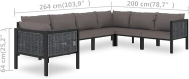 Комплект для відпочинку в саду з подушками Poly Rattan Anthracite, 7 шт.