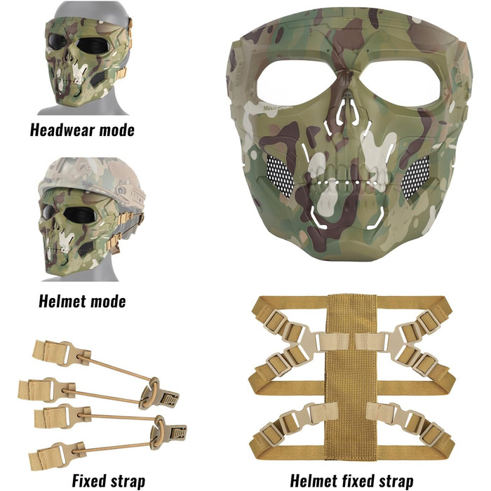 Тактична маска Череп Повна маска для обличчя для Хеллоуїна Косплей Костюм Камуфляж