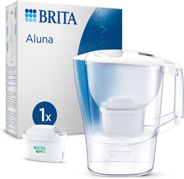 Фільтр для води BRITA Глечик-глечик Aluna білий (2,4 л) в т.ч. картридж MAXTRA PRO All-in-1 фільтр для зменшення вапняного нальоту, хлору, металів, таких як свинець і мідь, а також речовин, що погіршують смак у воді Неодружений