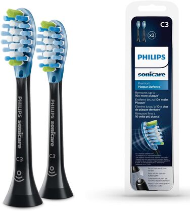 Оригінальні насадки для звукової зубної щітки Philips Sonicare C3 Premium Plaque Defense Standard 4 упаковки чорного кольору (модель HX9044/33) (2 шт. и)