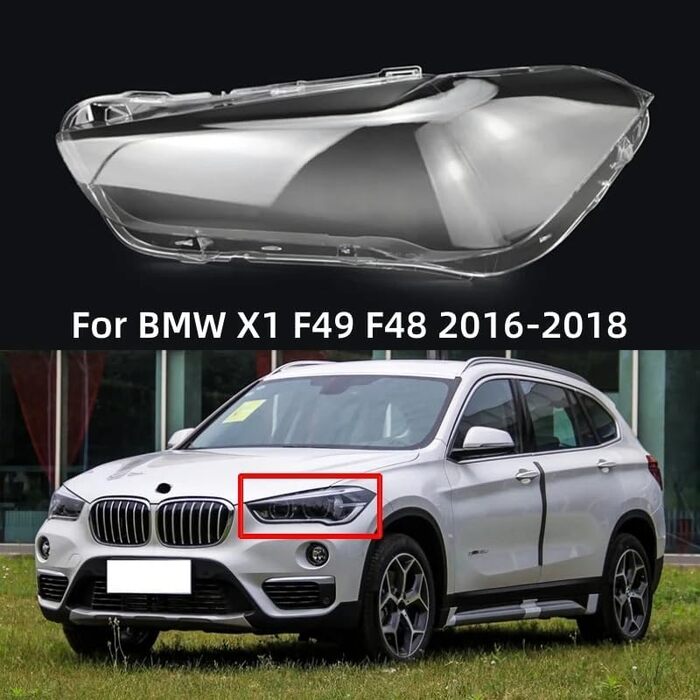 Для автомобільних аксесуарів BMW X1 F48 F49 2016 2017 2018 Замініть прозорий ПК ліхтарі Оболонка Світлодіодна фара Скло праворуч