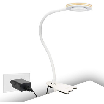 Письмовий стіл CeSunlight 10W Clamp Lamp, світлодіодна лампа для читання як приліжкова лампа, тепле світло, денне та біле світло 3 кольори, 10 режимів освітлення з регулюванням яскравості (адаптер у комплекті)