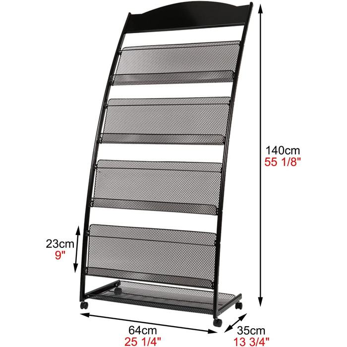 Підставка для брошур, вітрина для офісу, торгового центру, надвисока, рухома стійка для журналів на колесах, знімний стелаж для платівок, органайзер для літератури