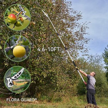 Телескопічна пила для обрізки FLORA GUARD 1,43,05 м, пила для дерев із 3D-зубцями SK5, довжина пильного диска 300 мм, телескопічні секатори для роботи у віддалених місцях, ножиці для збору фруктів для саду та вулиці