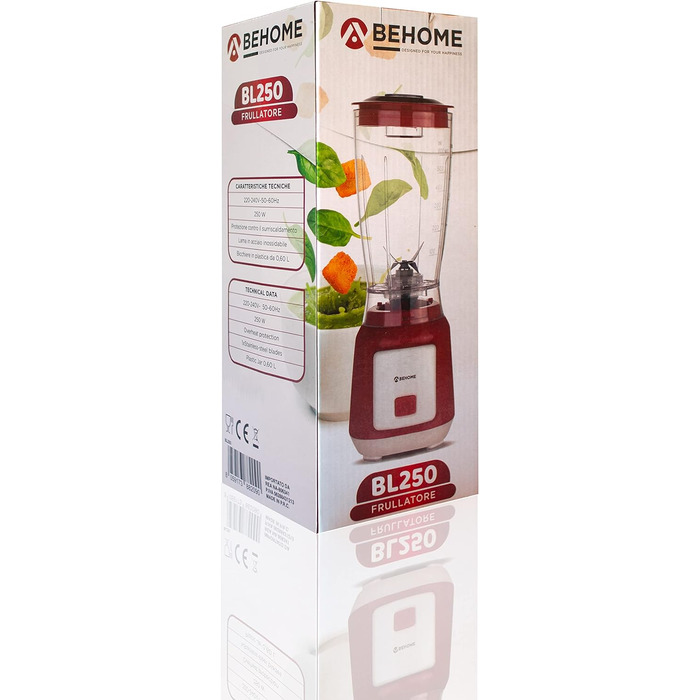 Блендер BEHOME 250 Вт Smoothie Maker Cup 600 мл, високопродуктивний міксер Powerful Red