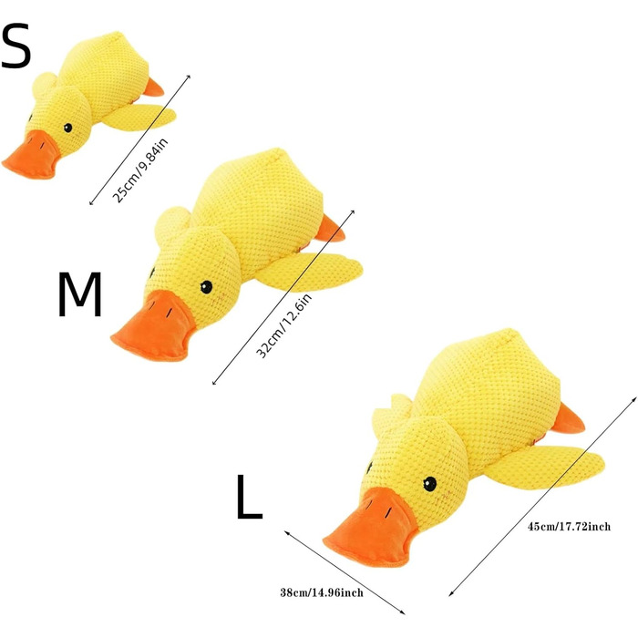 Антистрес Duck Dog, Антистрес Duck, Yellow Squeaky Toy Інтерактивна іграшка для собак, Плюшева жувальна іграшка для собак. Спокійний і врівноважений Антистрес Duck (Yellow, S)