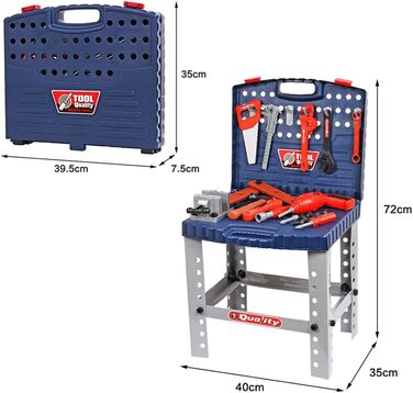 Майстерня та кейс для інструментів ігровий набір Механічний верстак зі складною конструкцією включає в себе кілька аксесуарів і свердло синього кольору