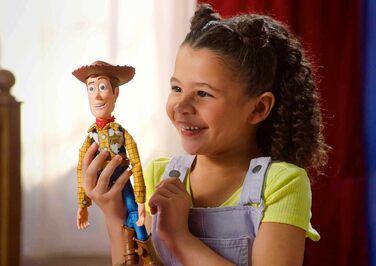 Та Pixar Toy Story Іграшка з фільму Історія іграшок, фігурка Вуді, що розмовляє, з ляльковим тілом, 20 фраз, звуки, що активуються при натисканні на кнопку, Roundup Fun Woody, HFY35, різнокольоровий