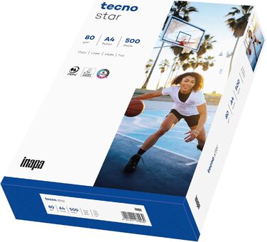 Папір для принтера/копіювання inapa tecno Star 80 г/м, A4, 2 500 аркушів (5x500), білий універсальний папір