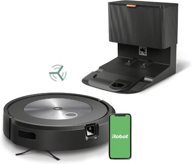 Вакуумний робот iRobot Roomba j7 із підтримкою Wi-Fi і автоматичною вакуумною станцією, картографуванням і двома гумовими щітками для всіх поверхів - Виявлення та уникнення об&39єктів - Навчання та картографування