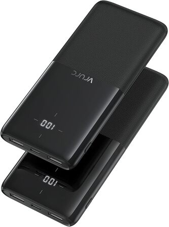 И, Power Bank USB C Портативний зарядний пристрій Зовнішній акумулятор мобільного телефону 2 USB USB C 2.4A Вихідні порти для смартфонів, iPhone, Samsung, Huawei, телефонів Android та інших Black Black & Black, 10000mAh 2 шт.