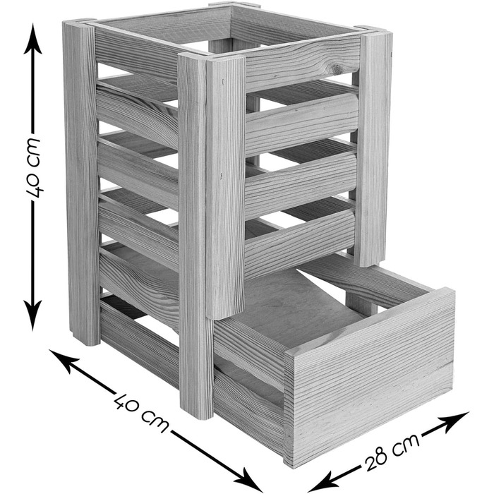 Дерев'яний ящик для картоплі BooGardi 40x40см Зберігання картоплі 40см х 28см х 40см