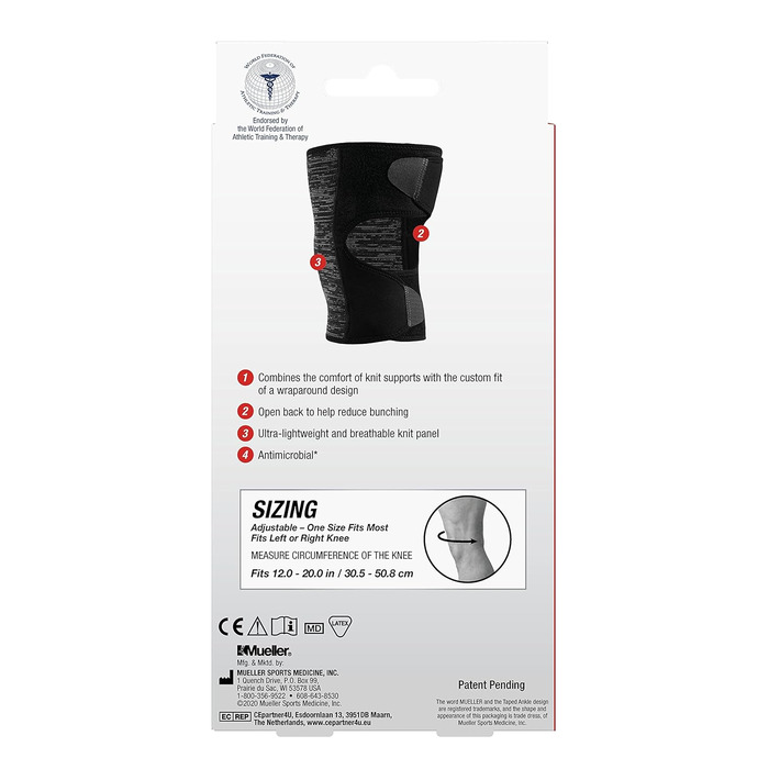 Гібридний наколінник Mueller Mueller Hybrid Wraparound Knee Support, OSFM