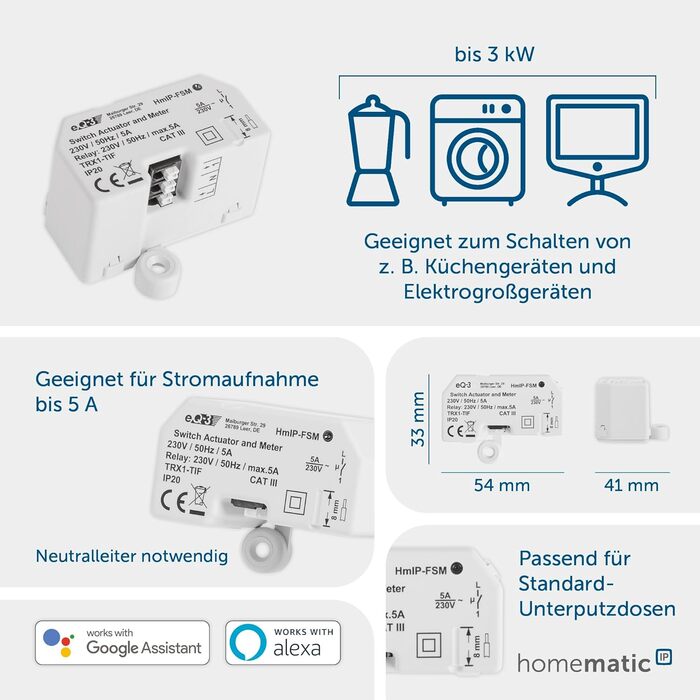 Світлодіодний контролер Homematic IP Smart Home RGBW, непряме освітлення, керує світловими стрічками. Світлодіодні стрічки через додаток, Google Assistant і Alexa, 157662A0 (імпульсний вимірювальний привід (5 А))