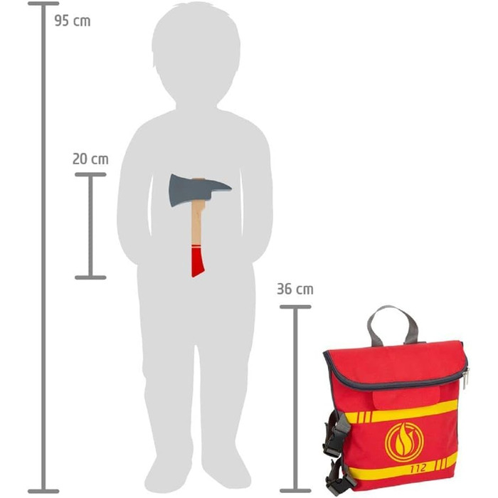 Маленький рюкзак пожежної бригади Foot з аксесуарами, дерев'яна іграшка пожежної бригади для рольових ігор, для дітей віком від 3 років, 12361 Рюкзак пожежної бригади