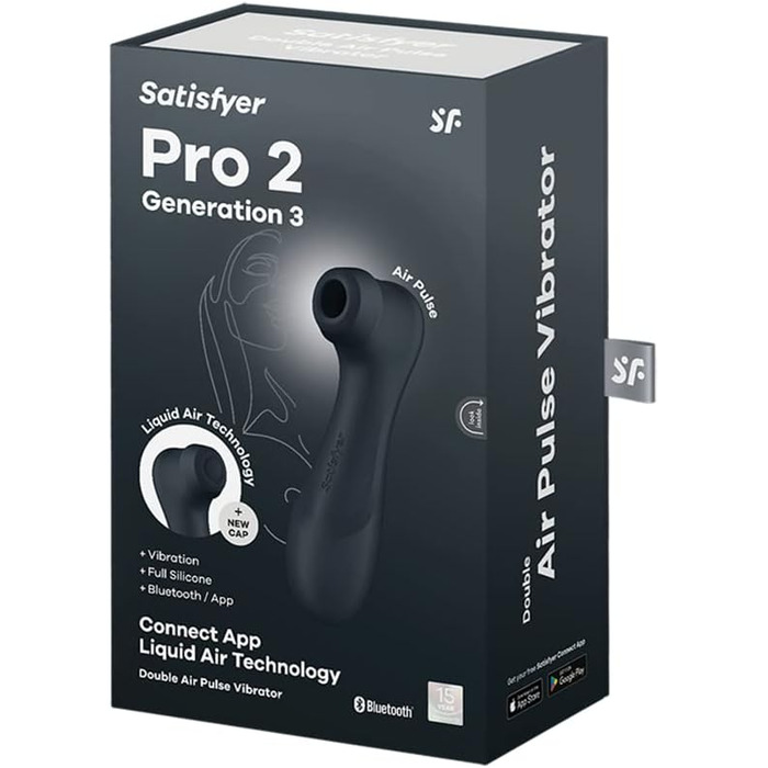 Вібратор Satisfyer Pro 2 покоління 3 з додатком Connect Технологія рідкого повітря Тиха сильна стимуляція клітора Вібратор хвилі тиску з вібраціями Секс-іграшка подарунок для жінок Фалоімітатор чорний