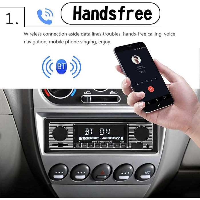 Автомобільний MP3-плеєр Bluetooth Вінтажне автомобільне радіо Bluetooth MP3-плеєр AUX Класична автомобільна стереосистема з пультом дистанційного керування