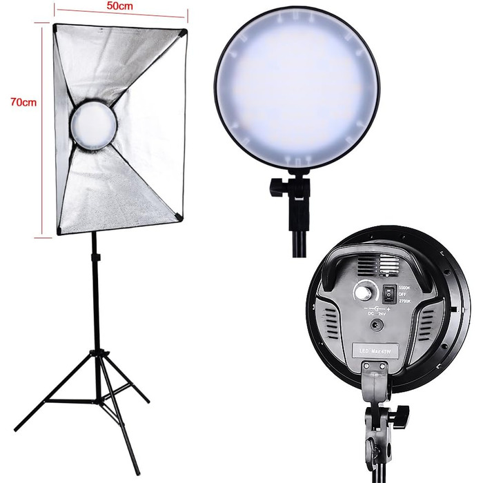 Безперервний набір світла Photo Studio Daylight (II), 45W LED Softbox Studio