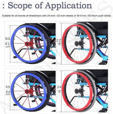 Чохли на край захвату крісла колісного, нековзний зносостійкий чохол для рук, заднє колесо для інвалідного візка, захисний чохол для ковзного кільця (колір E, розмір 22 дюйми) E 22 дюйми