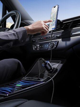 Прикурювач UGREEN USB C 130 Вт USB C Автомобільний зарядний пристрій 3-портовий автомобільний зарядний пристрій USB C Сумісний з iPhone 15/15 Plus/15 Pro/15 Pro Max/14/13/12, MacBook Pro/Air, Surface Pro, Galaxy S24/S23 тощо