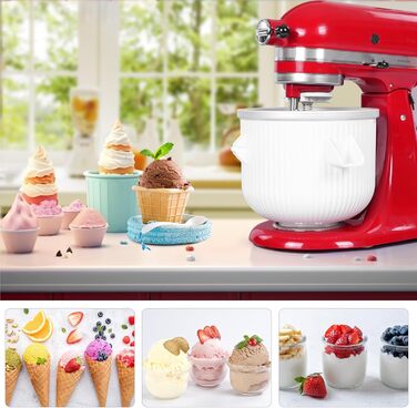 Насадка для машини для морозива для Kitchenaid, миска для замороженого морозива на 2 літри для міксера 4.5/5/6/7QT, машина для морозива Sorbet для домашнього морозива, десерту, йогурту