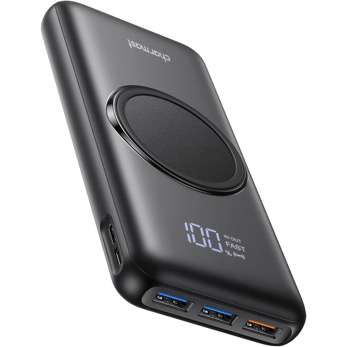 Power Bank Charmast 20000mAh, 20W PD 3.0 USB-C, зі світлодіодним дисплеєм, чорний