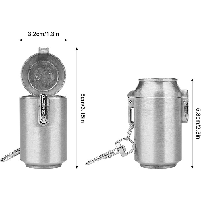 Кишенькова попільничка, міні-попільничка для сигарет, водонепроникна та неприємного запаху, попільничка для подорожей з кришкою та брелоком, попільничка з нержавіючої сталі для подорожей - срібляста
