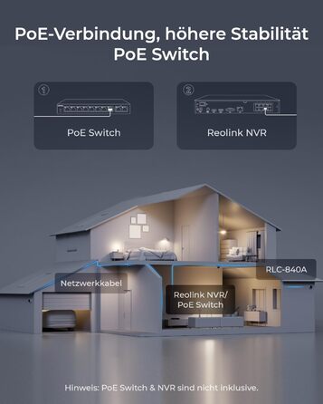 Камера спостереження Reolink 4K UHD PoE із захистом від вандал Ik10, кольоровим нічним баченням, інтелектуальним виявленням людини/автомобіля/тварин, двостороннім аудіо, поворотним кріпленням у приміщенні, RLC-840A