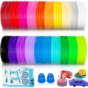 Набір кольорів 3D Pen, 5M заправок для 3D Pen для дітей і дорослих, Filament Accessories 3D Pen Filament for ODRVM, Tecboss, Lovebay 3D Printing Pen, 3D Pen Filament 20 Colours PLA Filament 1,75 mm